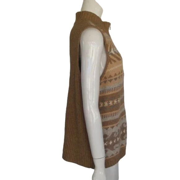 LAUREN RALPH LAUREN Sweater Vest, 1X, Patterned Front, Ribbed Back, Zipper - Picture 6 of 10